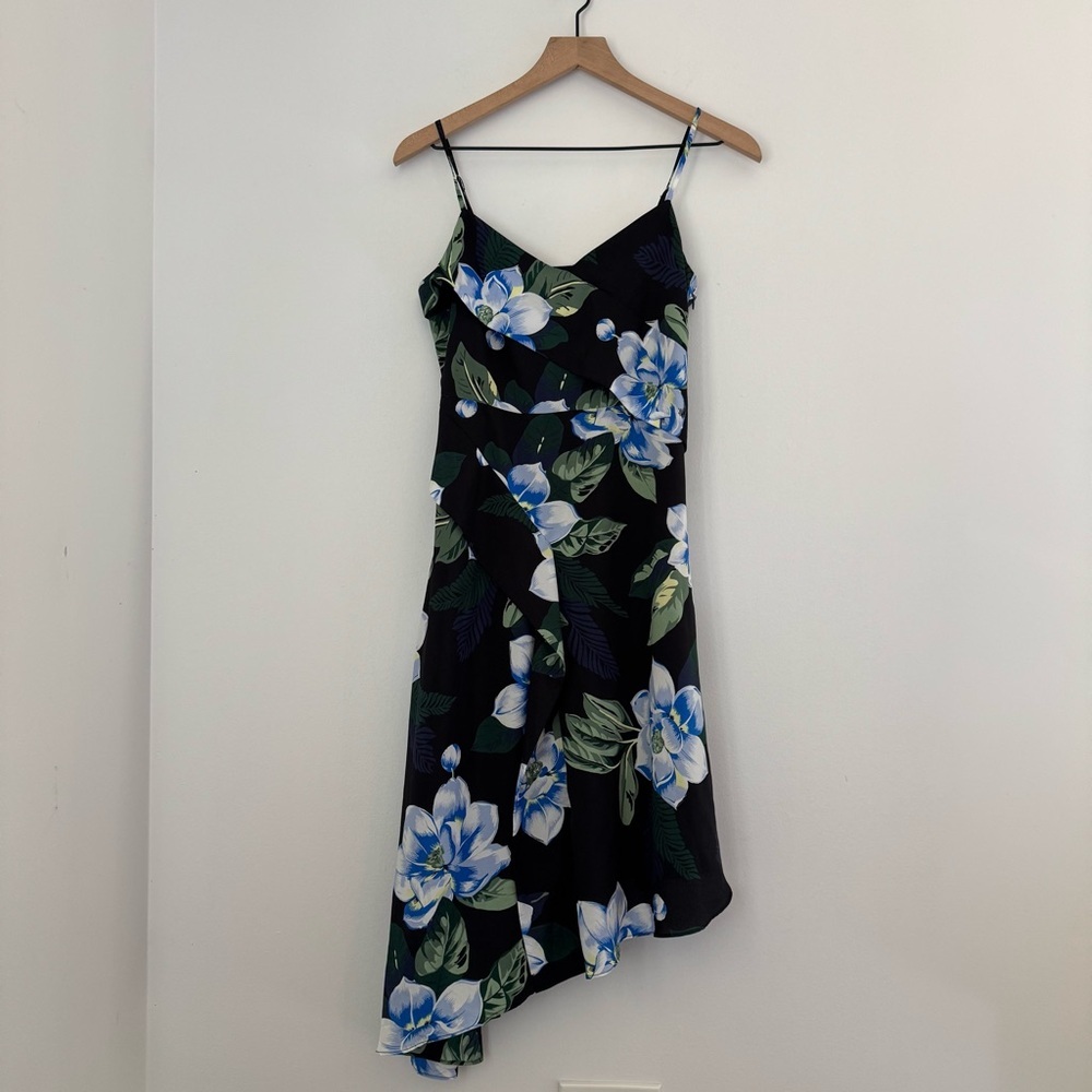 Banana Republic Adjustable Strappy Asymmetrical Floral Dress Midi